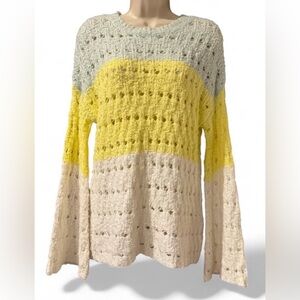 Wonderly Pastel Colorblock Sweater Bell Sleeve Soft Girl Spring Knit XS EUC
